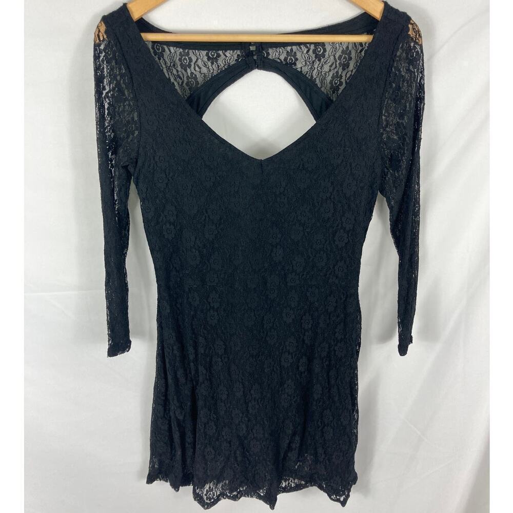 American Eagle Black Lace Long Sleeve Dress Size Medium